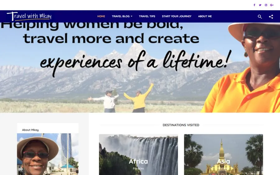 Maria's original website: a dense, dated layout with no single next step